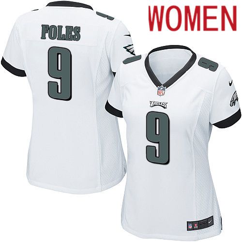 Women Philadelphia Eagles 9 Nick Foles Nike White Game NFL Jersey